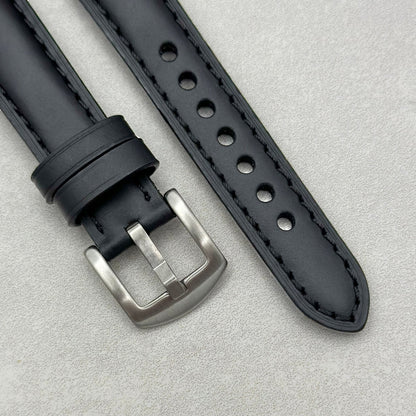 The Athens: Jet Black Full Grain Leather Fitbit Charge Watch Strap