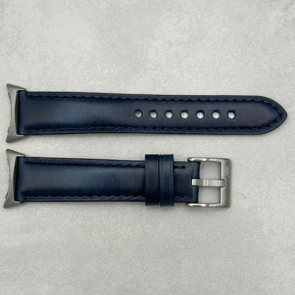 Athens blue full grain leather Google Pixel Watch strap. Deep Ocean blue. Google Pixel Watch, Pixel Watch 2. Watch And Strap