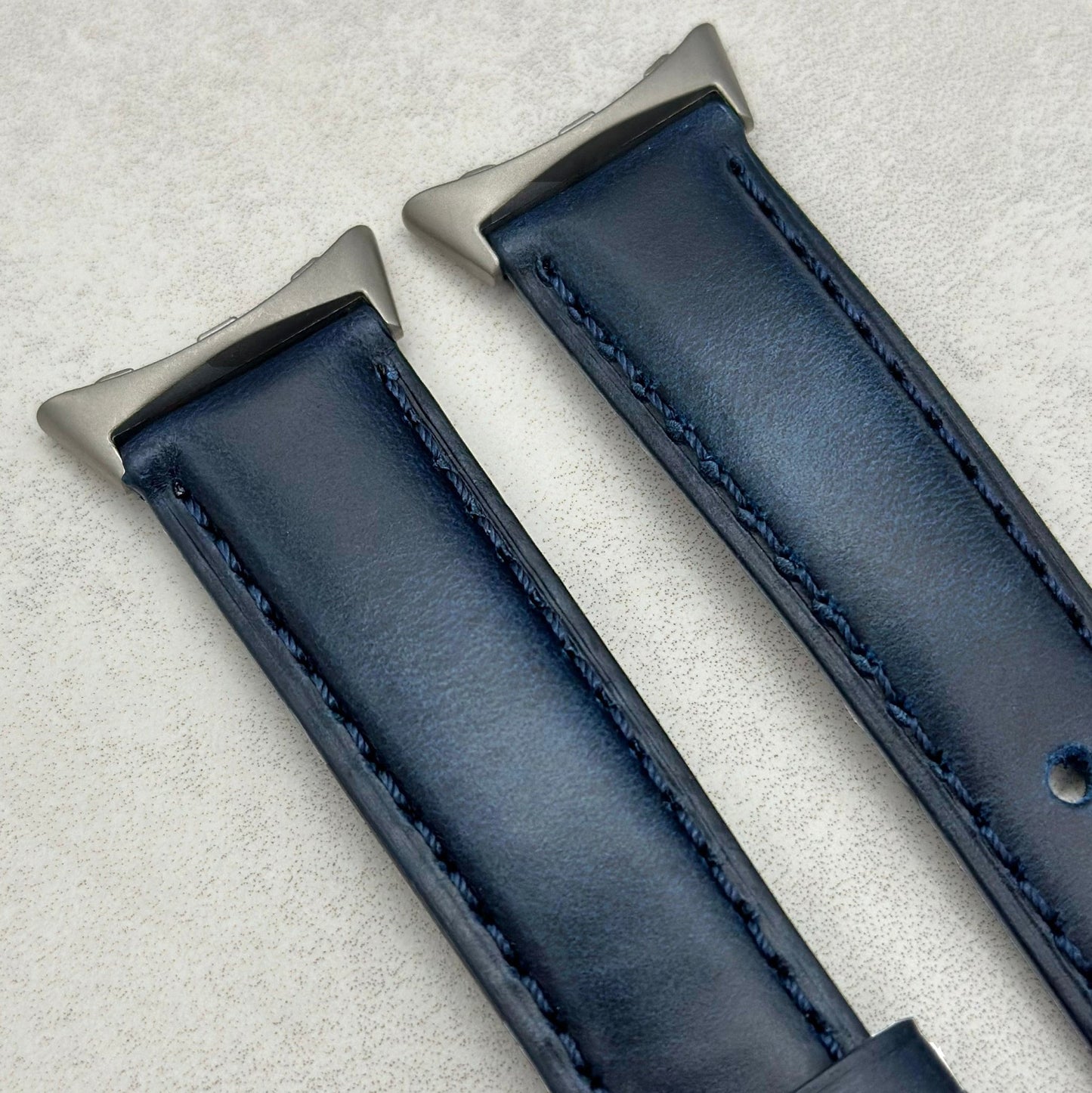 Athens blue full grain leather Google Pixel Watch strap. Deep Ocean blue. Google Pixel Watch, Pixel Watch 2. Watch And Strap