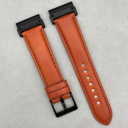 The Athens: Smoked Cinnamon Full Grain Leather Garmin QuickFit Watch Strap