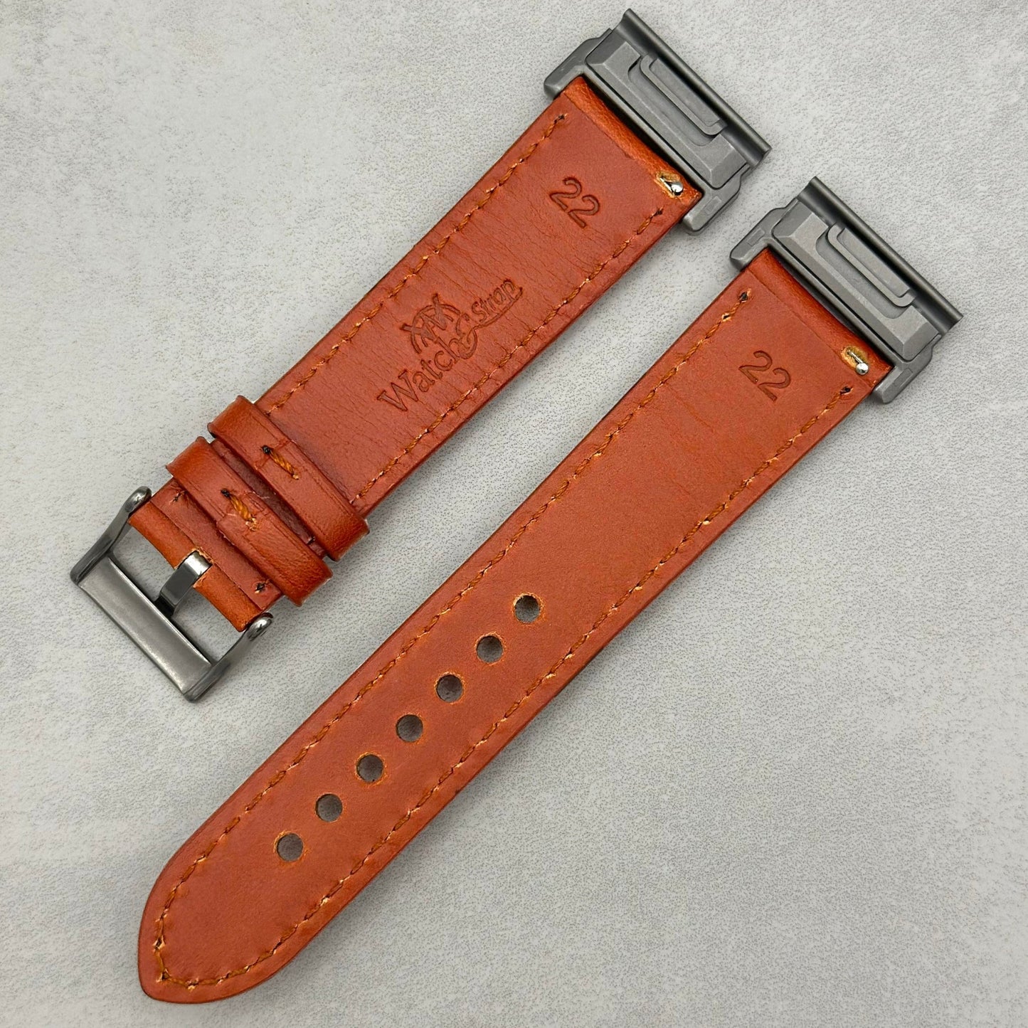 The Athens: Smoked Cinnamon Full Grain Leather Garmin QuickFit Watch Strap