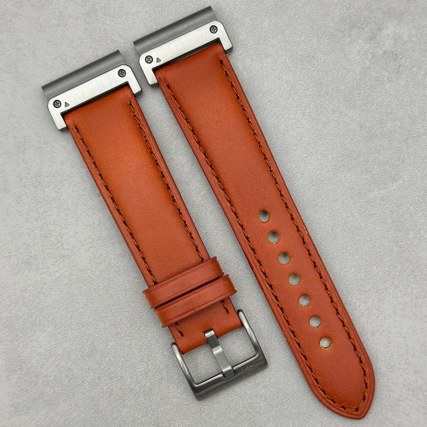 The Athens: Smoked Cinnamon Full Grain Leather Garmin QuickFit Watch Strap