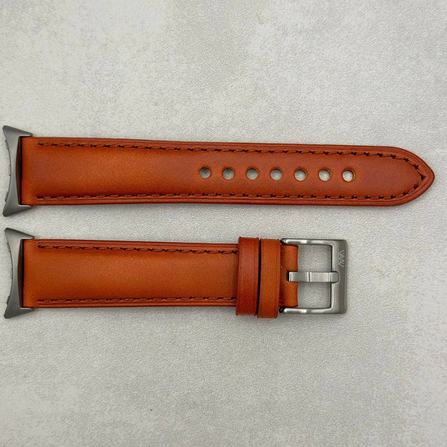 The Athens: Smoked Cinnamon Full Grain Leather Google Pixel Watch Strap