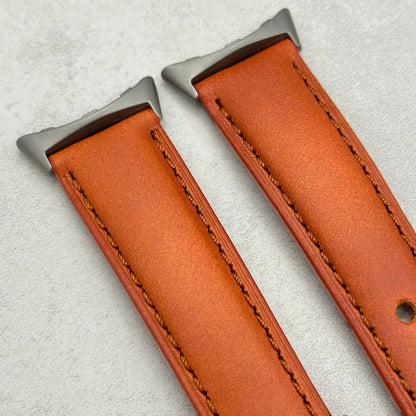 The Athens: Smoked Cinnamon Full Grain Leather Google Pixel Watch Strap