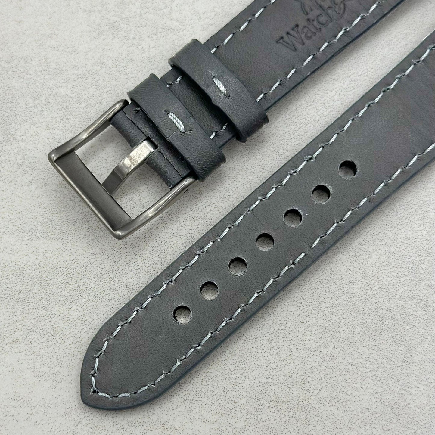 The Athens: Slate Grey Full Grain Leather Fitbit Versa/Sense Watch Strap