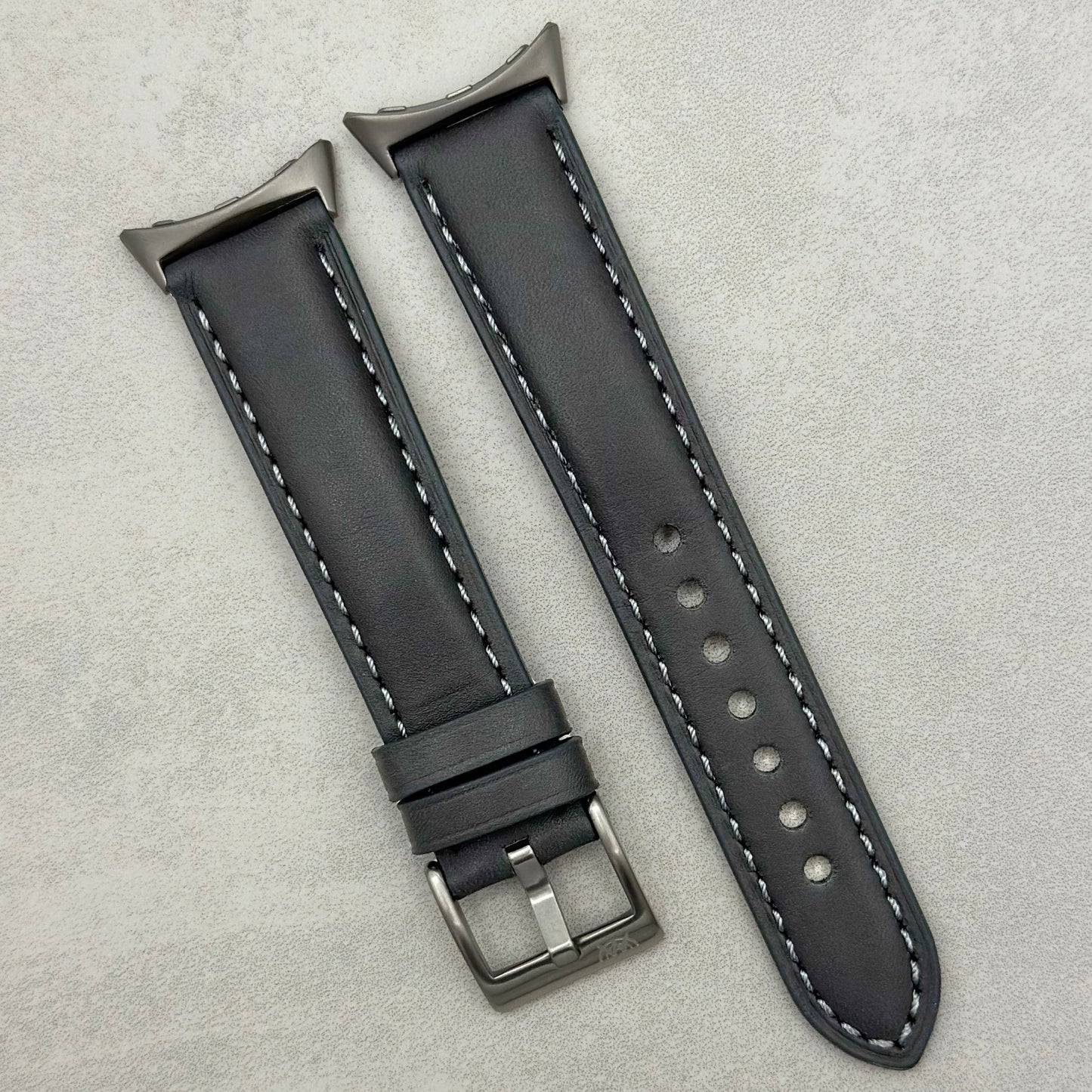Athens slate grey full grain leather Google Pixel Watch strap. Google Pixel Watch, Pixel Watch 2. Watch And Strap