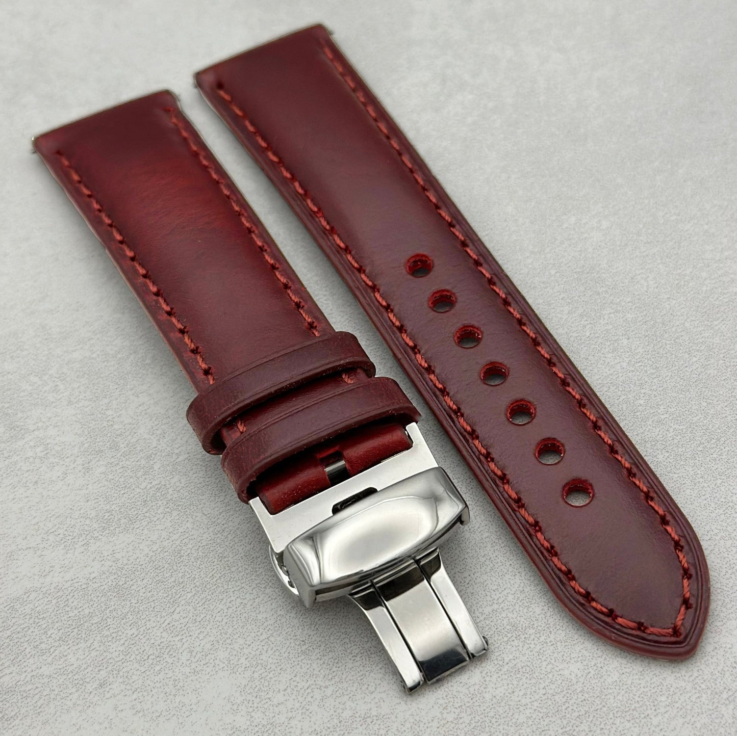 The Athens: Wine Red Full Grain Leather Garmin QuickFit Watch Strap