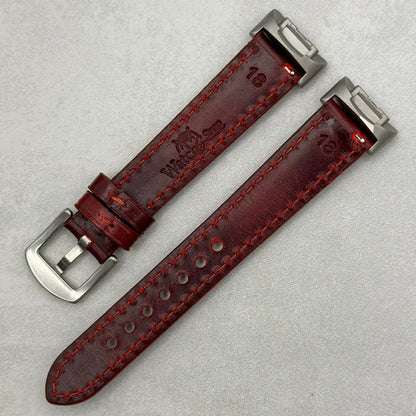 The Athens: Wine Red Blue Full Grain Leather Fitbit Charge Watch Strap