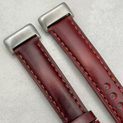 The Athens: Wine Red Blue Full Grain Leather Fitbit Charge Watch Strap