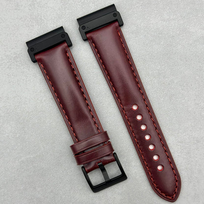 The Athens: Wine Red Full Grain Leather Garmin QuickFit Watch Strap