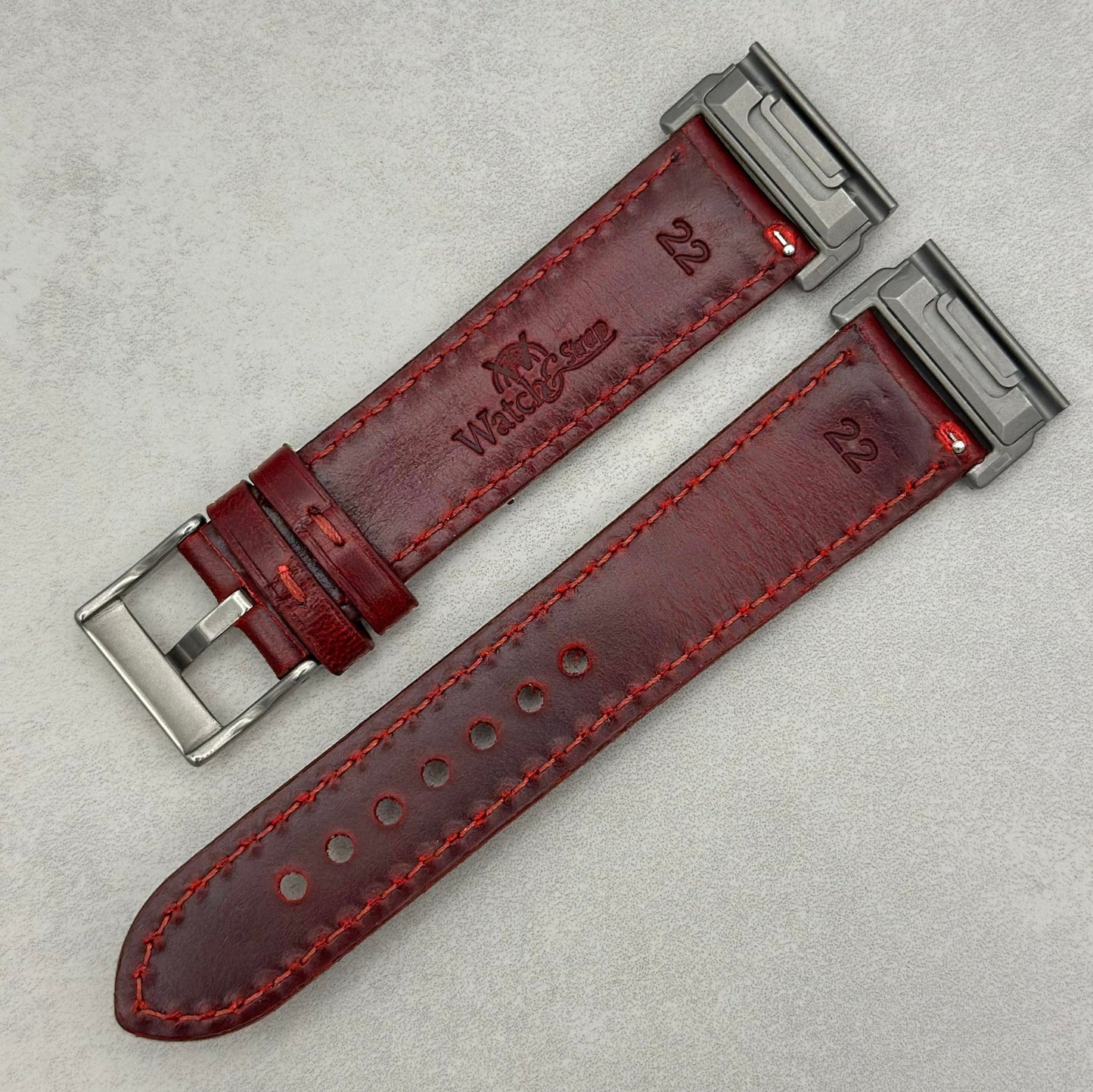 The Athens: Wine Red Full Grain Leather Garmin QuickFit Watch Strap