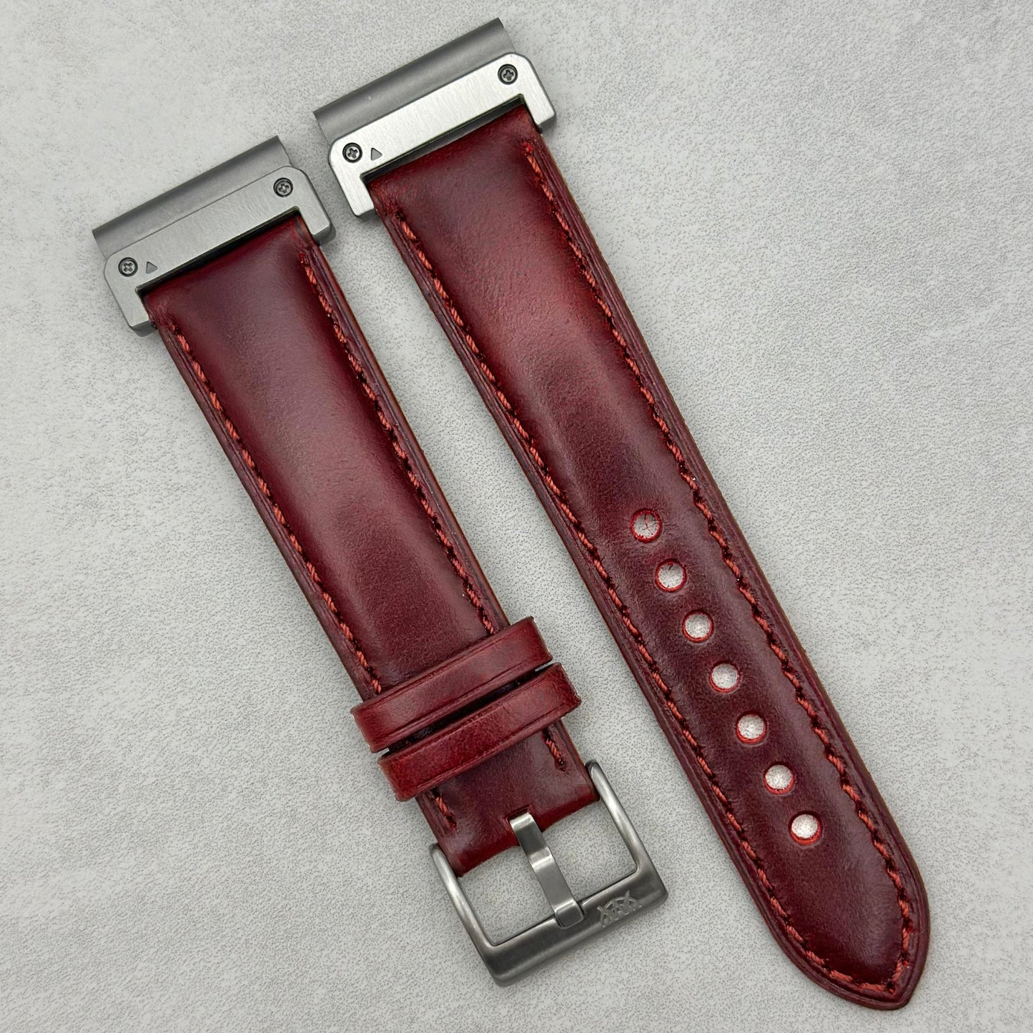 The Athens: Wine Red Full Grain Leather Garmin QuickFit Watch Strap