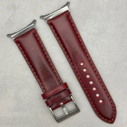 The Athens: Wine Red Full Grain Leather Samsung Galaxy Watch Ultra Strap