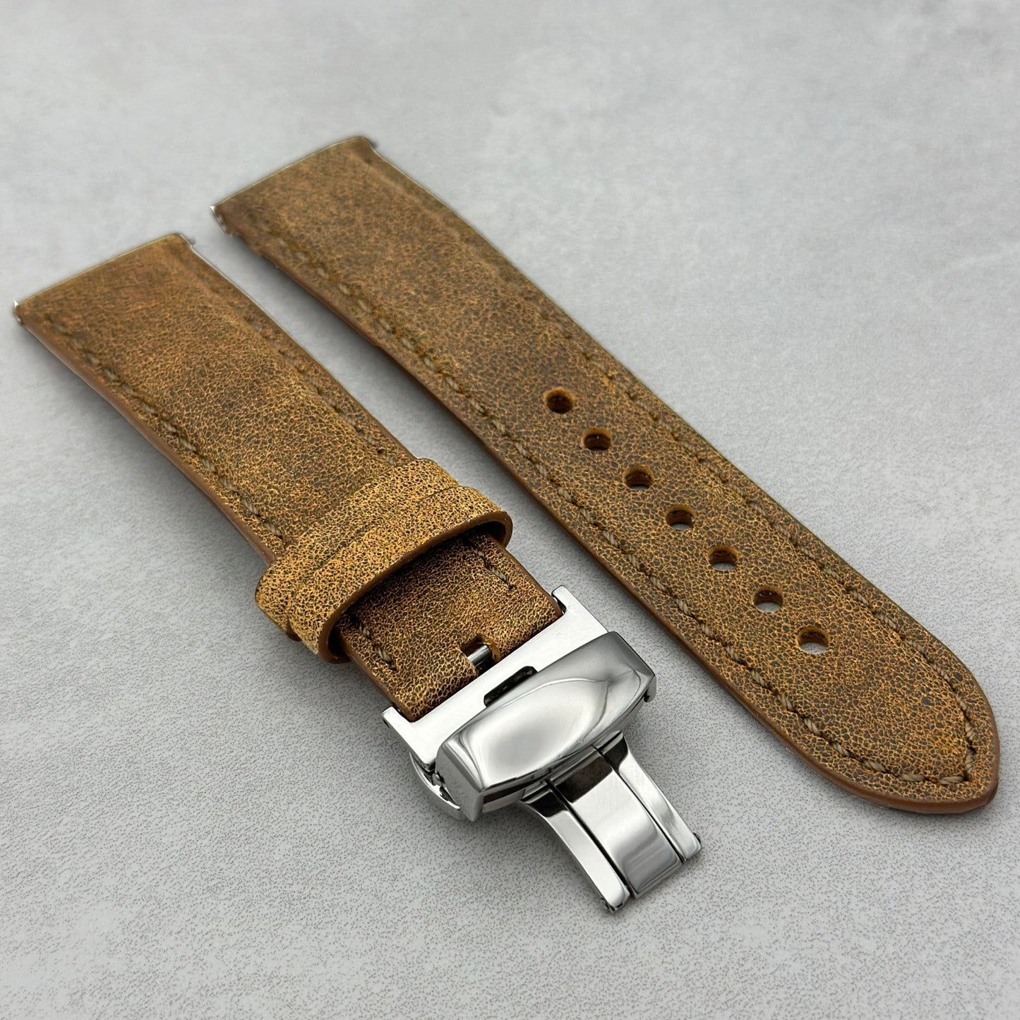 The Athens: Desert Sand Full Grain Leather Fitbit Versa/Sense Watch Strap