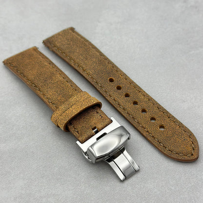 The Athens: Desert Sand Full Grain Leather Fitbit Versa/Sense Watch Strap