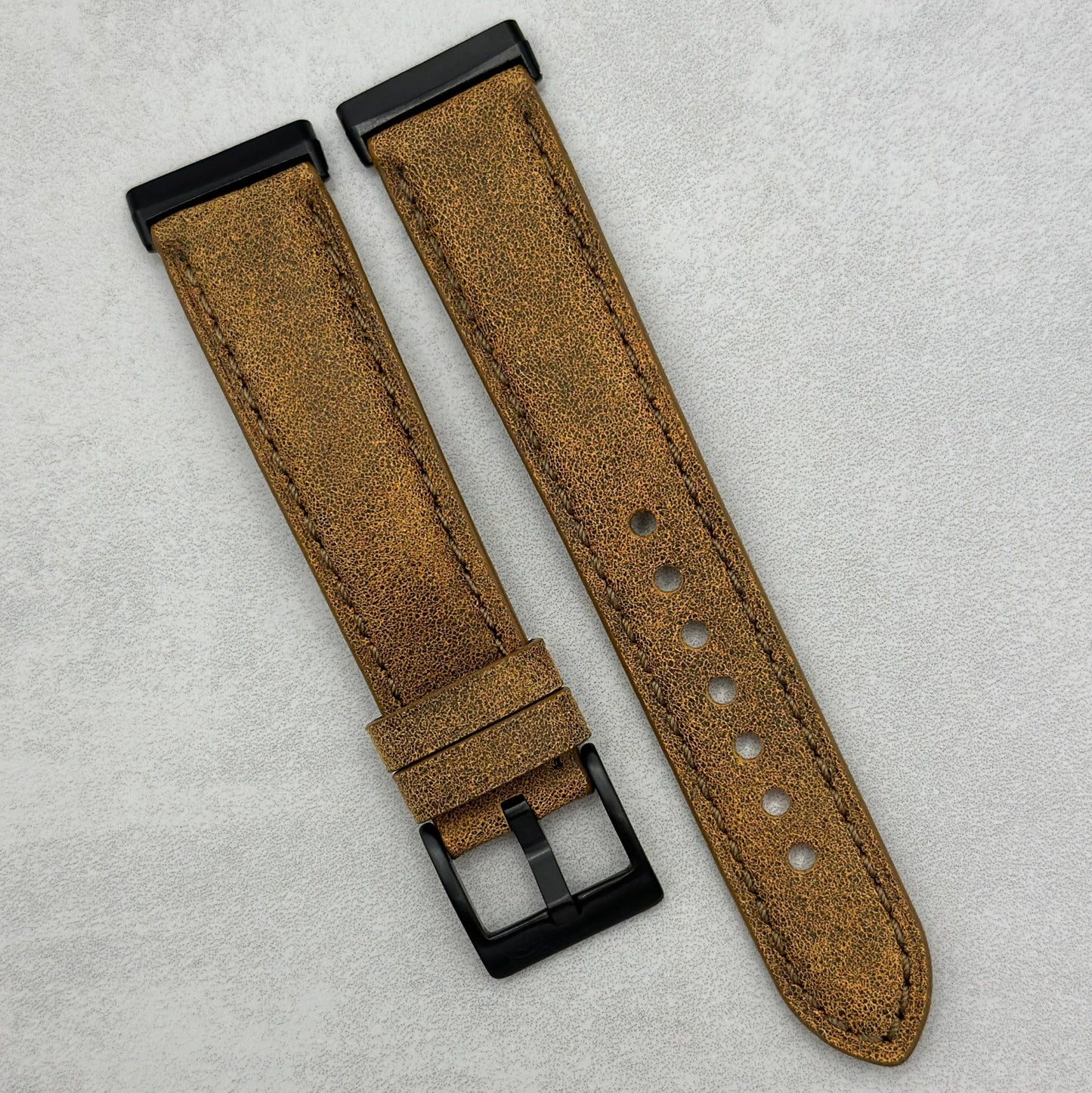 The Athens: Desert Sand Full Grain Leather Fitbit Versa/Sense Watch Strap