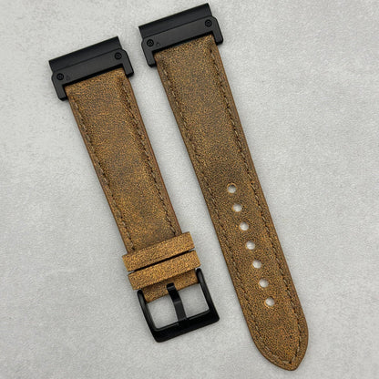 The Athens: Desert Sand Full Grain Leather Garmin QuickFit Watch Strap