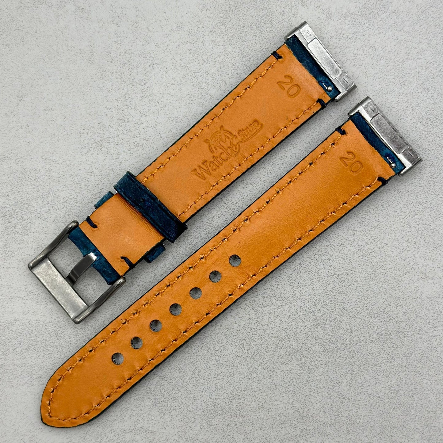 The Austin: Air Force Blue Full Grain Leather Fitbit Versa/Sense Strap