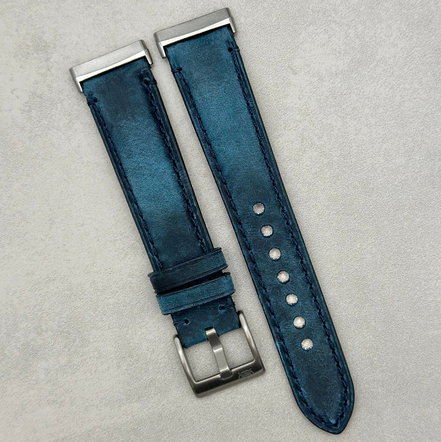 The Austin: Air Force Blue Full Grain Leather Fitbit Versa/Sense Strap