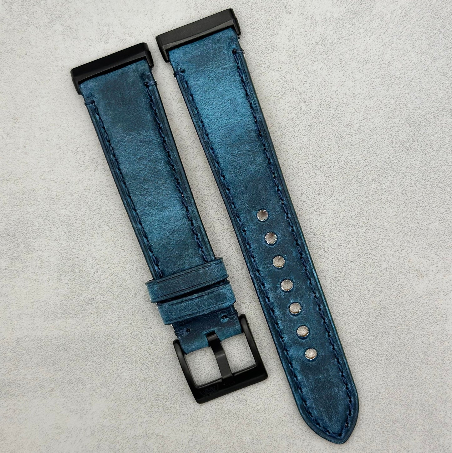 The Austin: Air Force Blue Full Grain Leather Fitbit Versa/Sense Strap