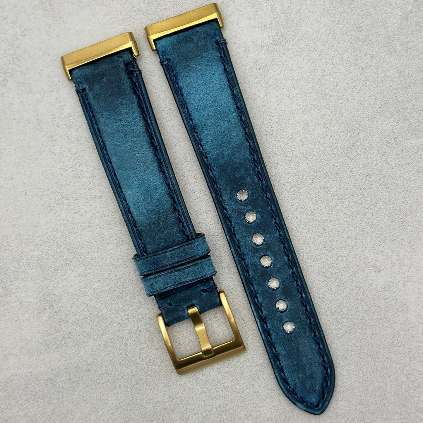 The Austin: Air Force Blue Full Grain Leather Fitbit Versa/Sense Strap