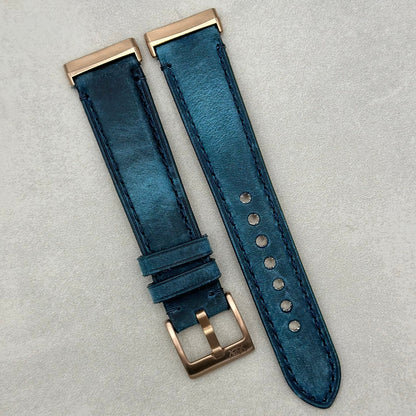 The Austin: Air Force Blue Full Grain Leather Fitbit Versa/Sense Strap