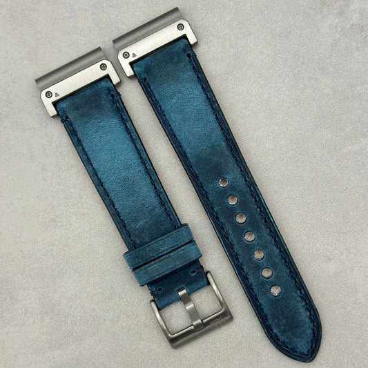 The Austin: Air Force Blue Full Grain Leather Garmin QuickFit Watch Strap