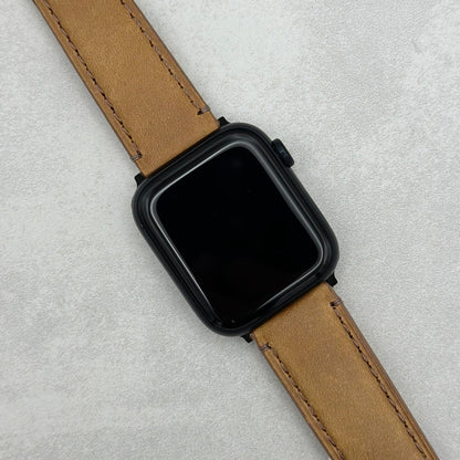 The Austin: Tan Brown Full Grain Leather Apple Watch Strap