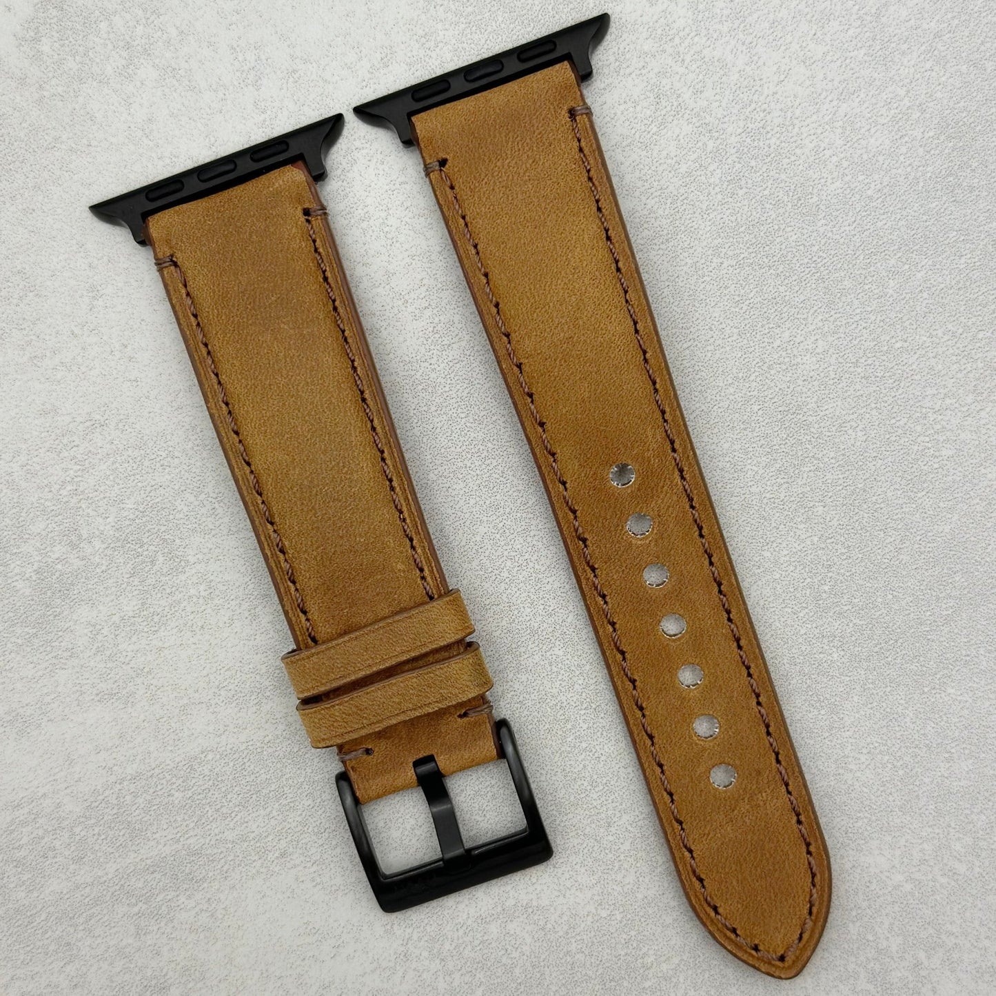 The Austin: Tan Brown Full Grain Leather Apple Watch Strap