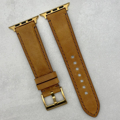 The Austin: Tan Brown Full Grain Leather Apple Watch Strap