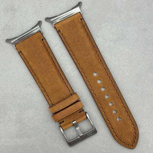 The Austin: Tan Brown Full Grain Leather Samsung Galaxy Watch Ultra Strap