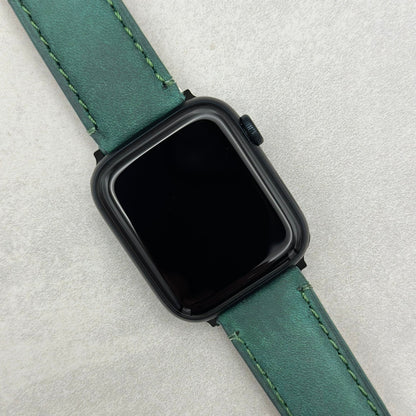 The Austin: Woodland Green Full Grain Leather Apple Watch Strap