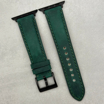 The Austin: Woodland Green Full Grain Leather Apple Watch Strap