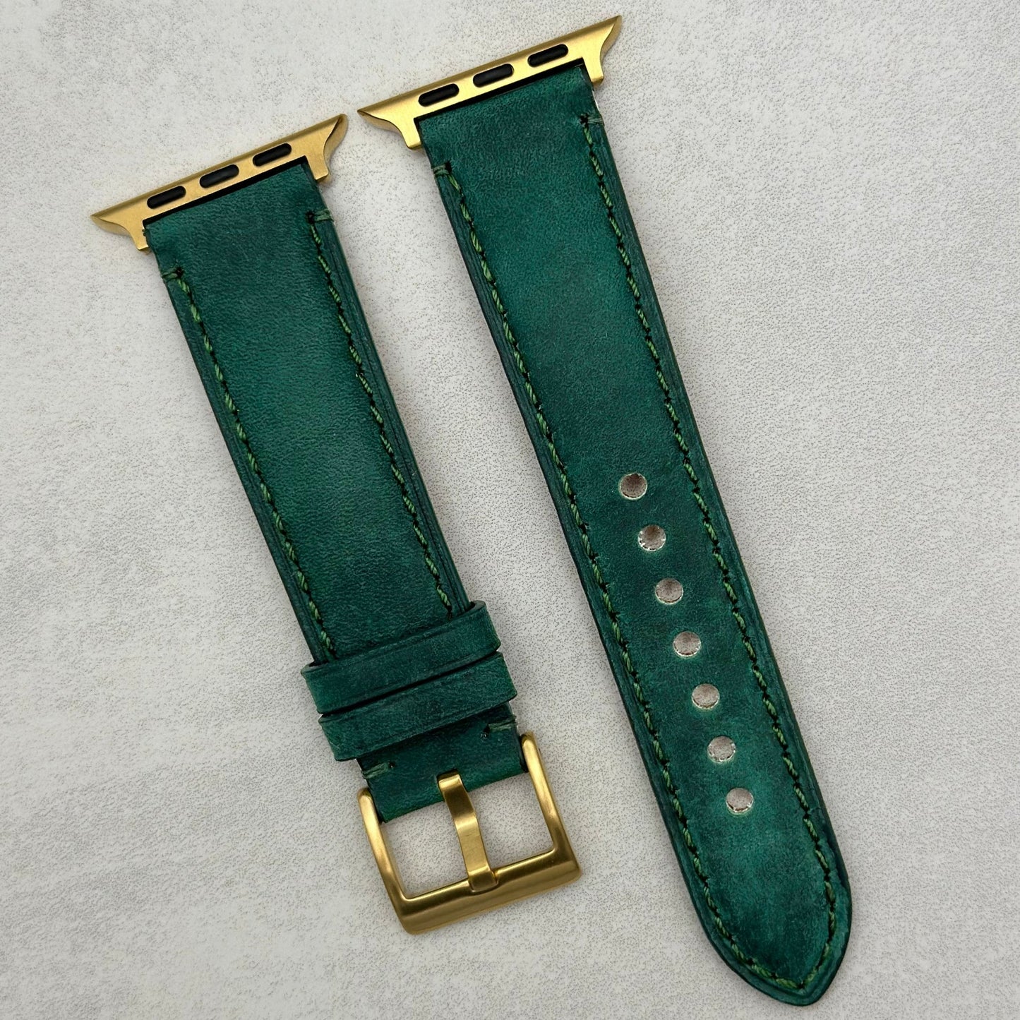 The Austin: Woodland Green Full Grain Leather Apple Watch Strap