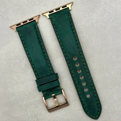 The Austin: Woodland Green Full Grain Leather Apple Watch Strap