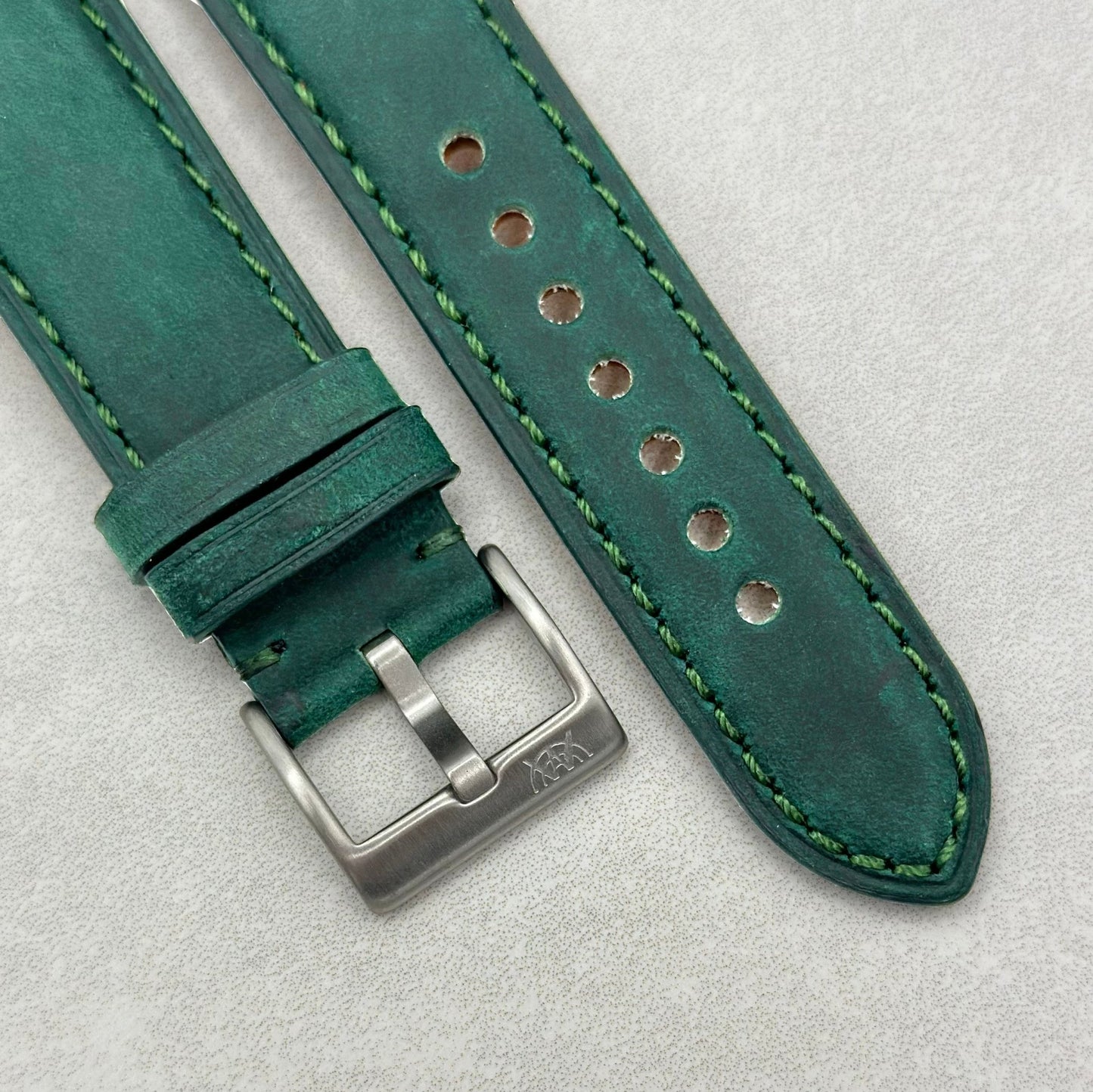 The Austin: Woodland Green Full Grain Leather Apple Watch Strap