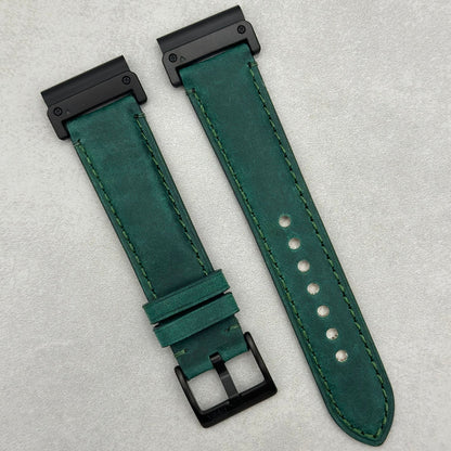 The Austin: Woodland Green Full Grain Leather Garmin QuickFit Watch Strap