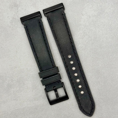 The Austin: Charcoal Grey Full Grain Leather Fitbit Versa/Sense Strap