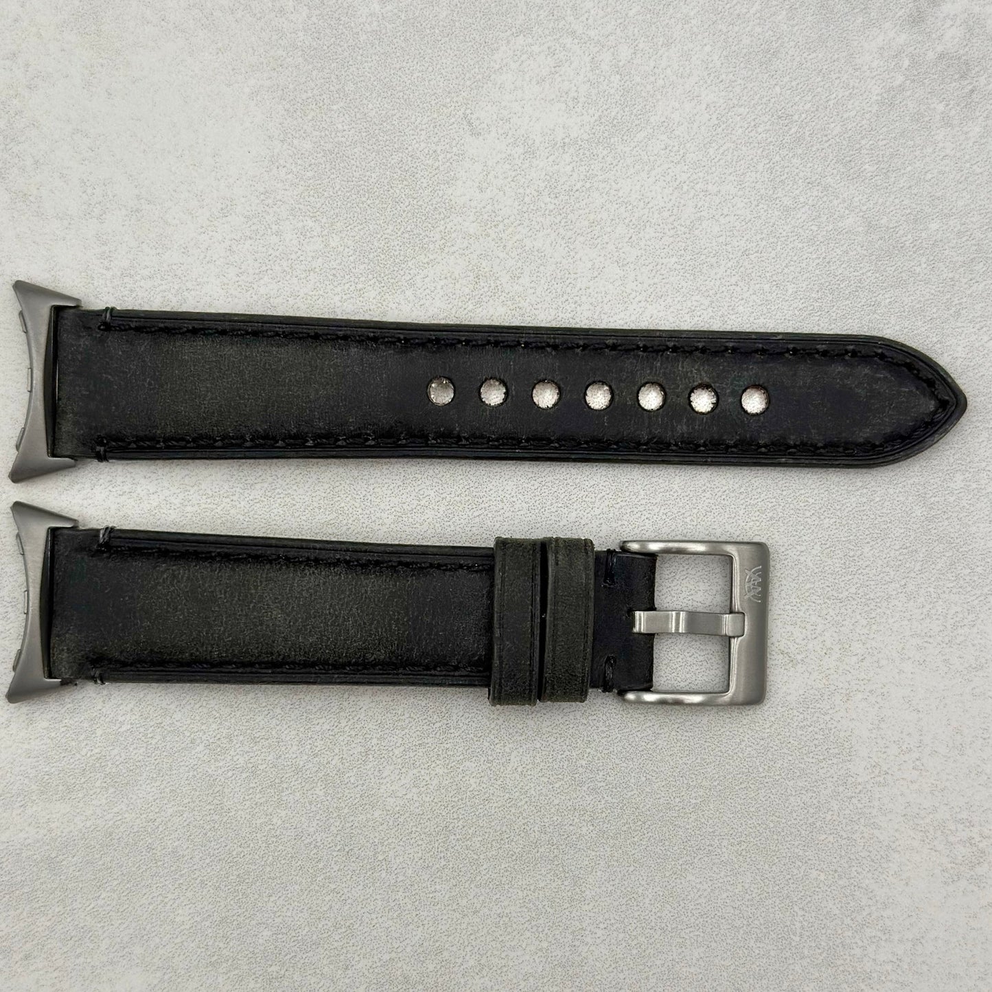 The Austin: Charcoal Grey Full Grain Leather Google Pixel Watch Strap