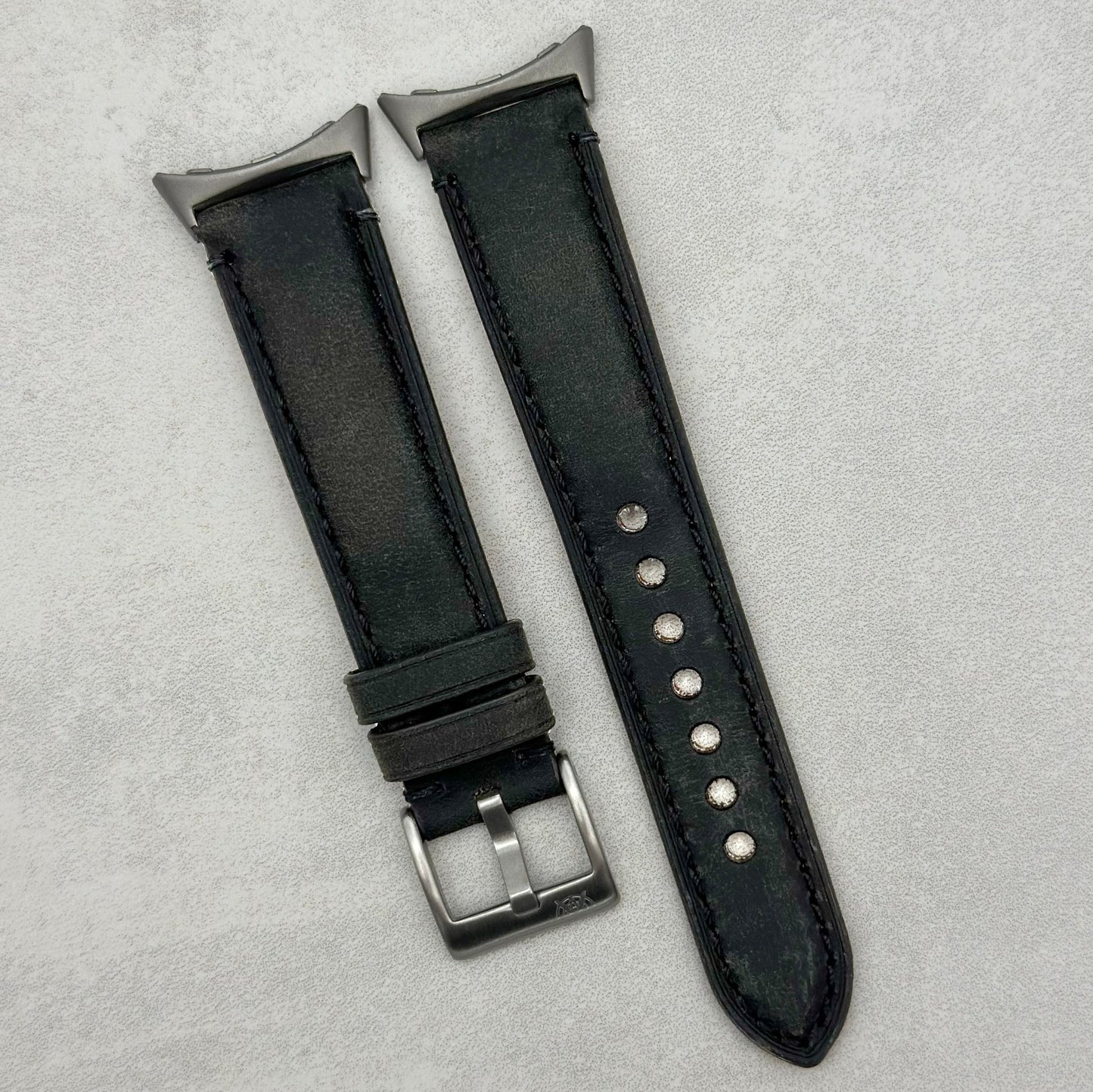 The Austin: Charcoal Grey Full Grain Leather Google Pixel Watch Strap