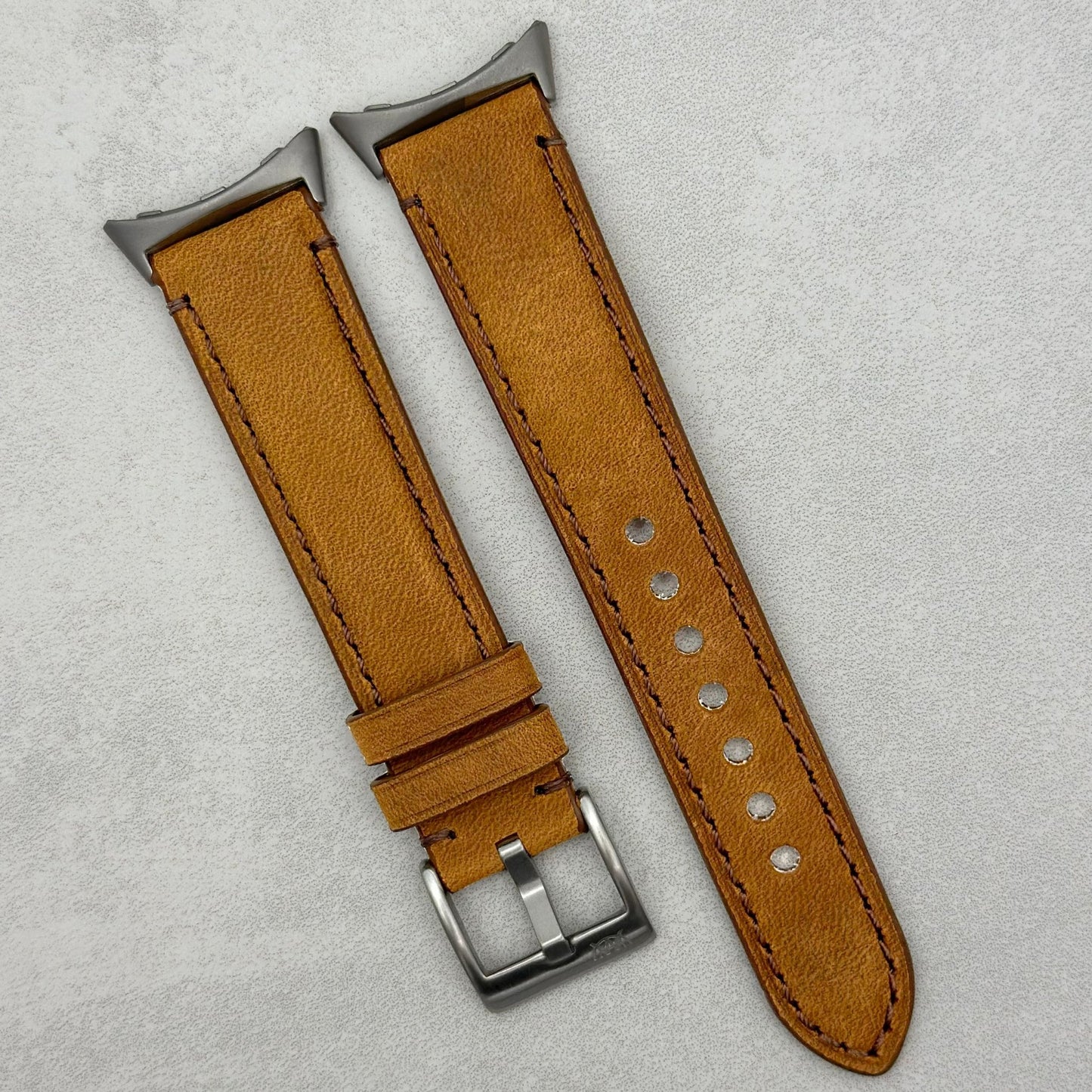 The Austin: Tan Brown Full Grain Leather Google Pixel Watch Strap