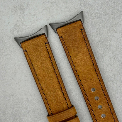 The Austin: Tan Brown Full Grain Leather Google Pixel Watch Strap