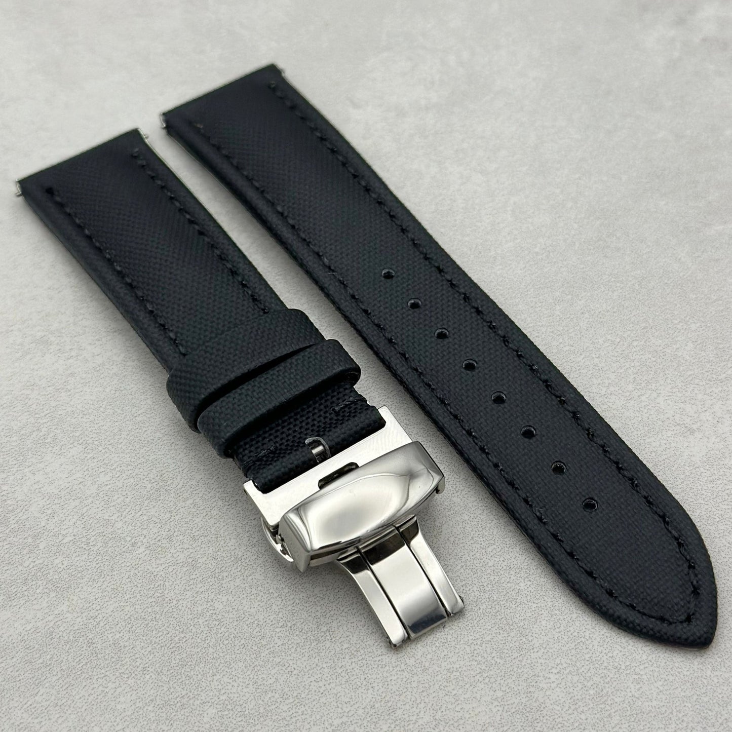 The Bermuda: Jet Black Sail Cloth Watch Strap