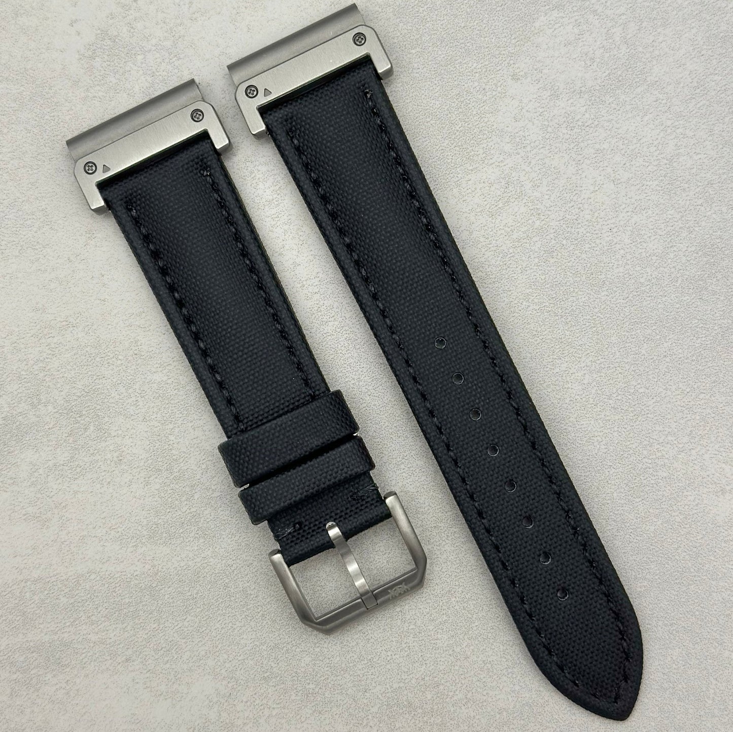 The Bermuda: Jet Black Sail Cloth Garmin QuickFit Watch Strap