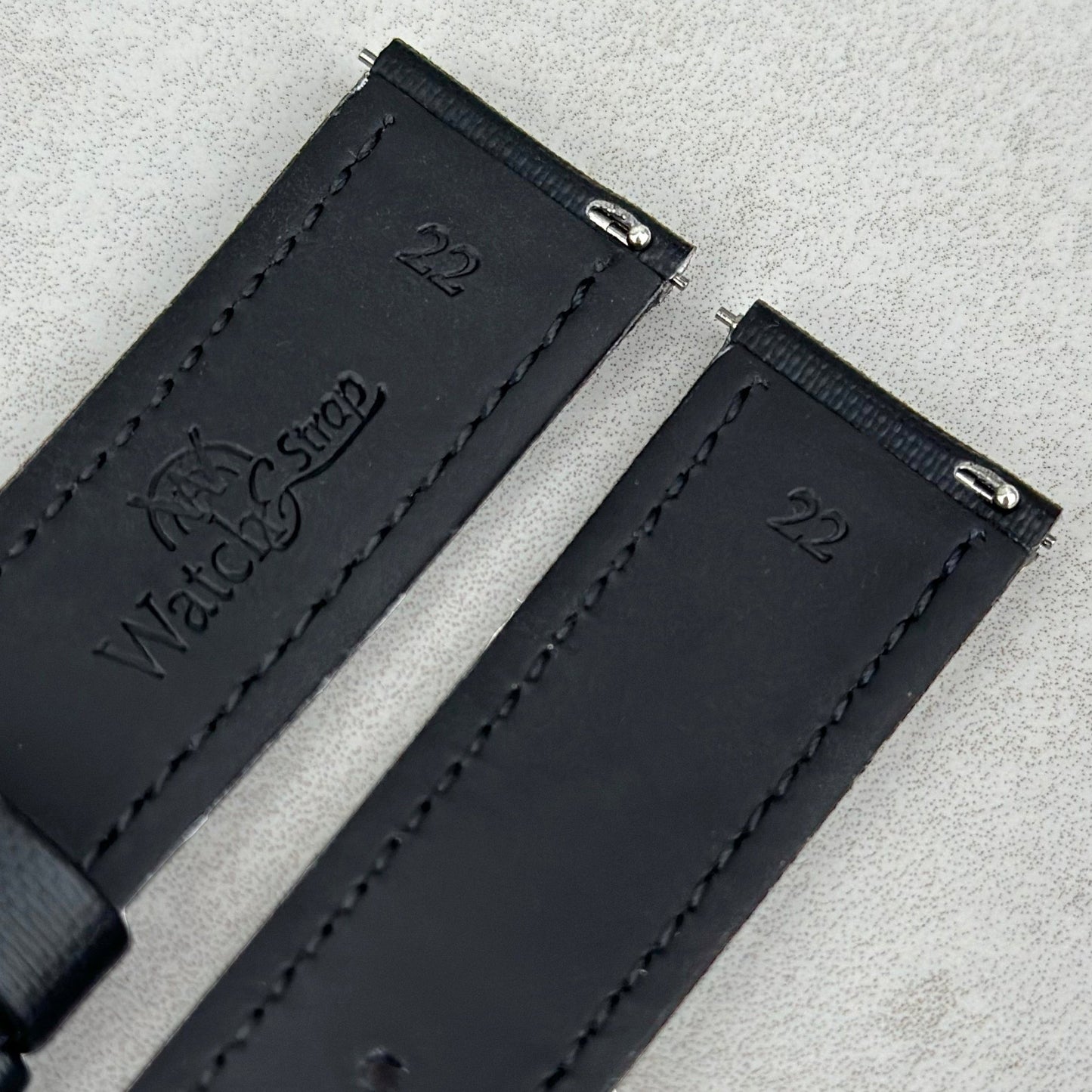 The Bermuda: Jet Black Sail Cloth Watch Strap With Contrast Yellow Stitching