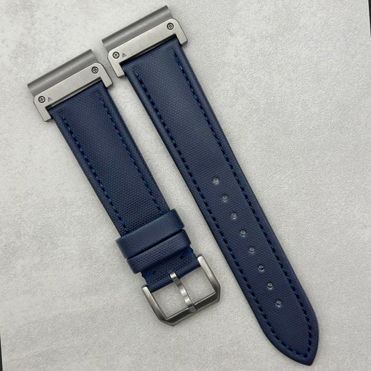 The Bermuda: Navy Blue Sail Cloth Garmin QuickFit Watch Strap