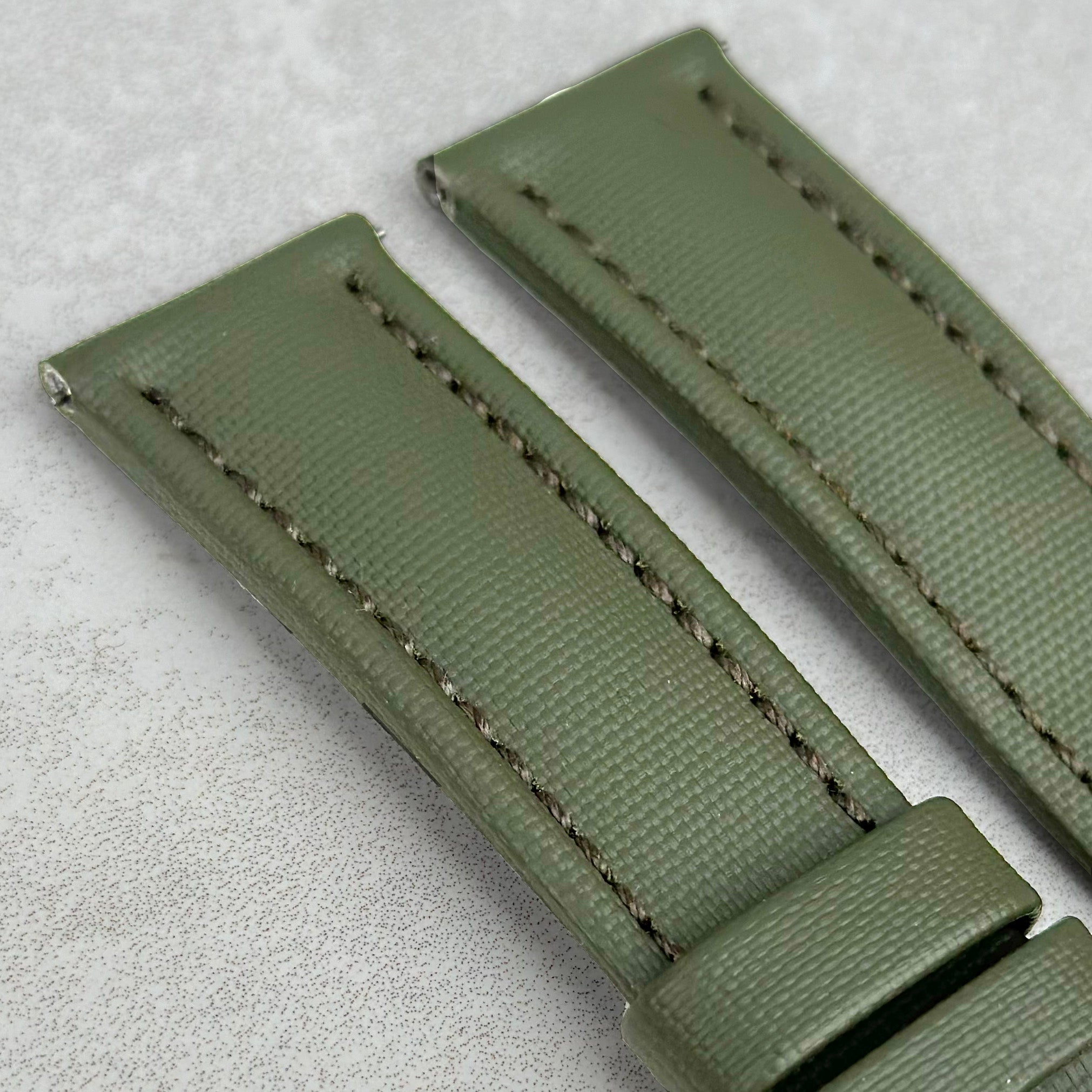 The Bermuda Khaki Green Sail Cloth Watch Strap watchandstrapco