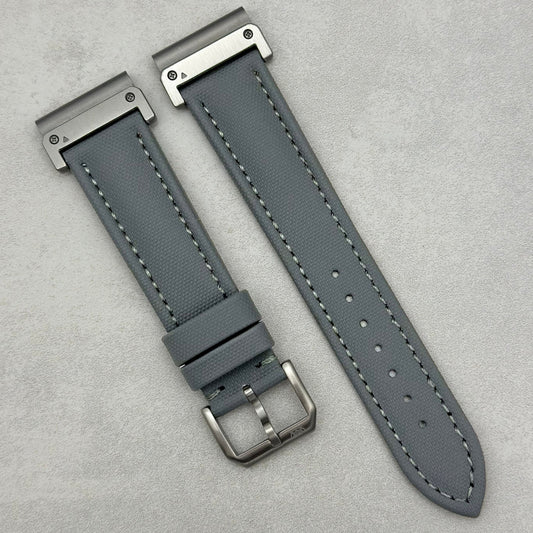 The Bermuda: Grey Sail Cloth Garmin QuickFit Watch Strap