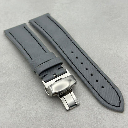 The Bermuda: Grey Sail Cloth Watch Strap With Contrast Black Stitching