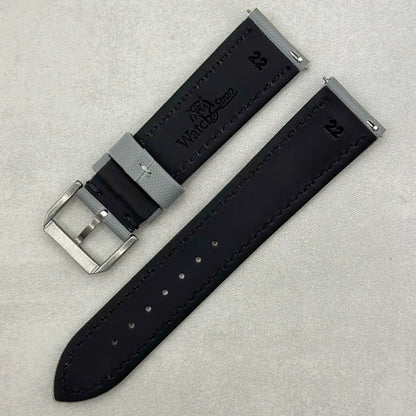 The Bermuda: Grey Sail Cloth Watch Strap With Contrast Black Stitching